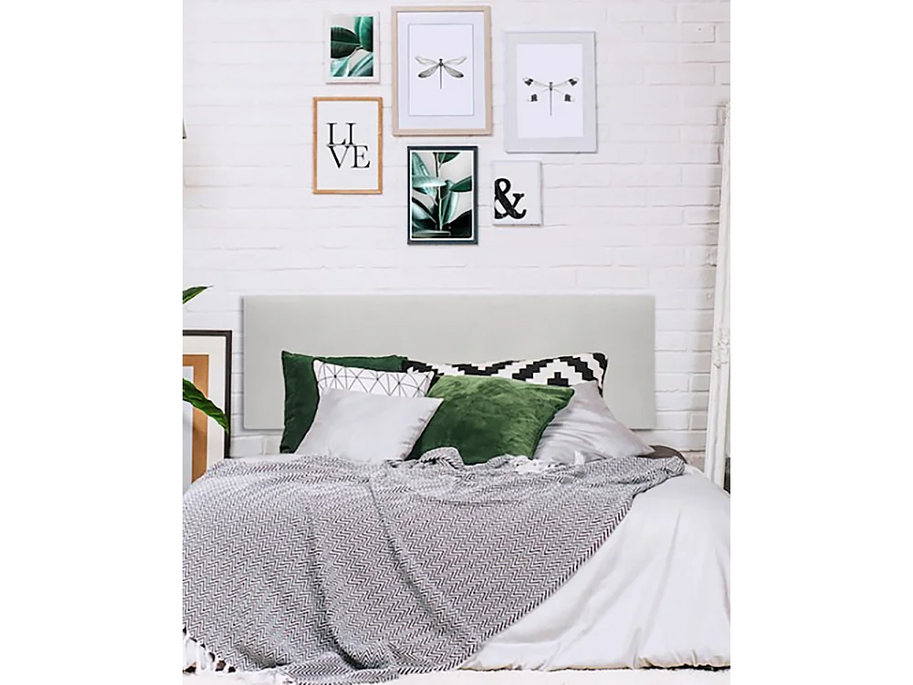 Testiera imbottita in poliestere liso colore osso 135x60cm - MIMUK - DECOWOOD