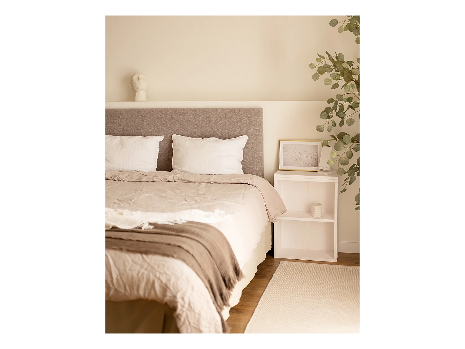 Cabecero tapizado de poliéster liso en color lavanda 90x60cm - HOOLA - DECOWOOD