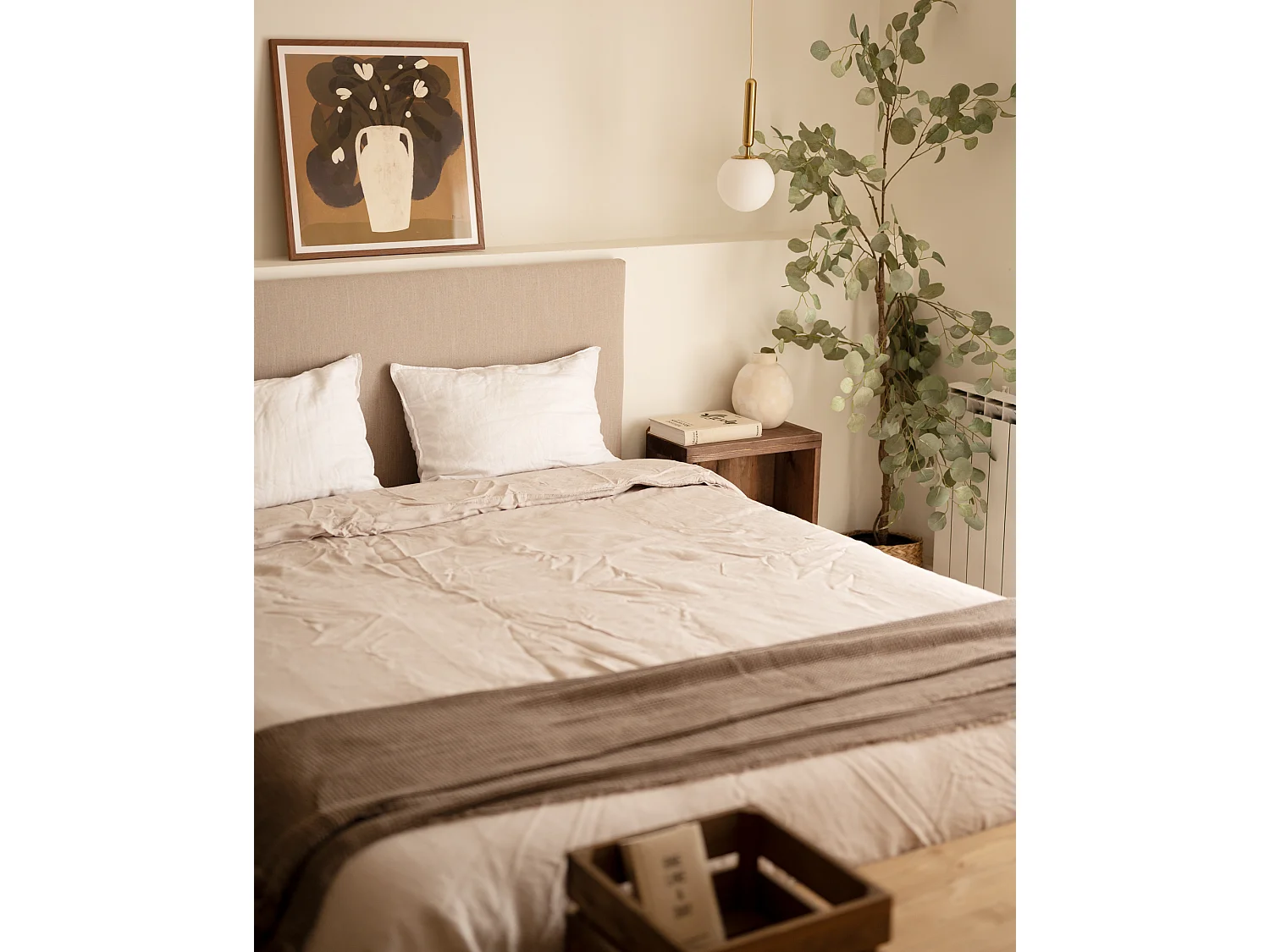 Tête de lit tapissée lisse cannelle 150x60cm - MIMUK - DECOWOOD