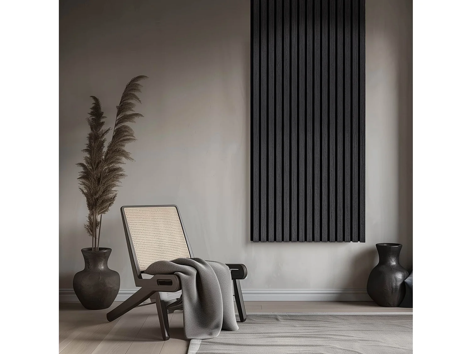 Beethoven - Set di 4 pannelli fonoassorbenti decorativi in legno 150x60 cm, nero