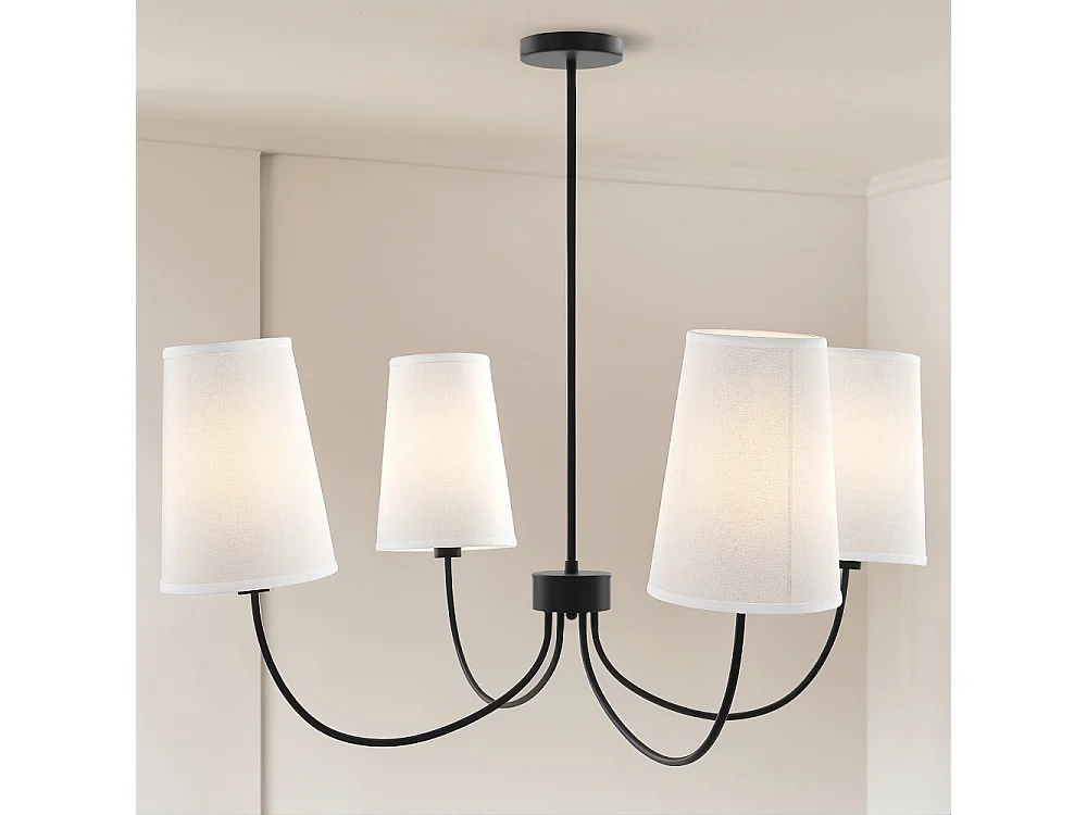 Lustre Noir de Plafond avec 4 Abat-jours - Dixiu Noir