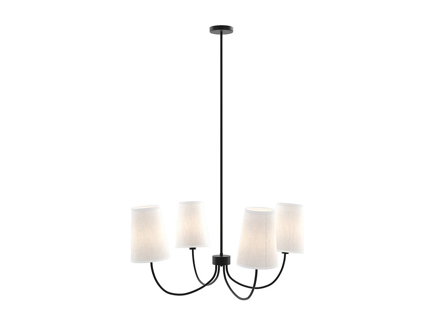 Lustre Noir de Plafond avec 4 Abat-jours - Dixiu Noir
