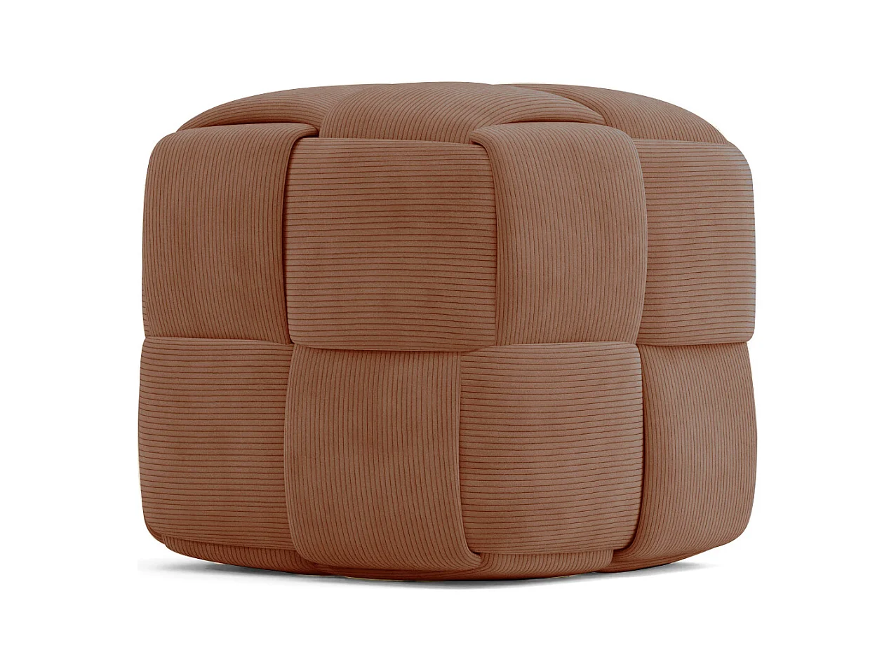 Pouf Carré Tapissé en Velours Côtelé - Design Moderne - Cube Taupe