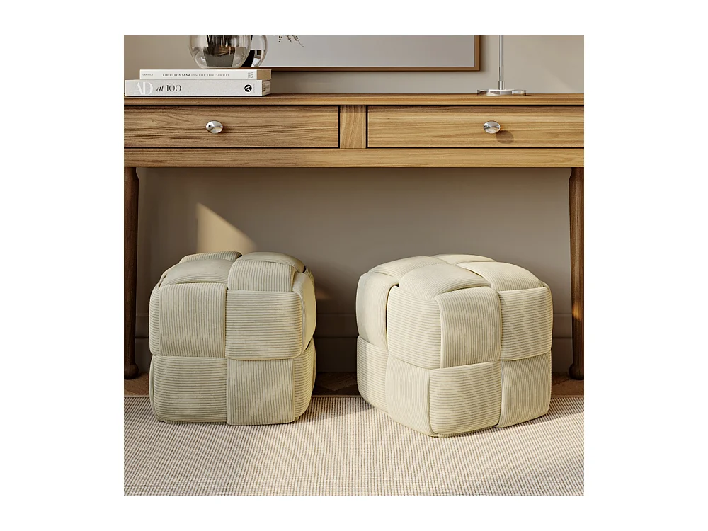 Pouf Quadrato Imbottito in Velluto a Coste - Design Moderno - Cube