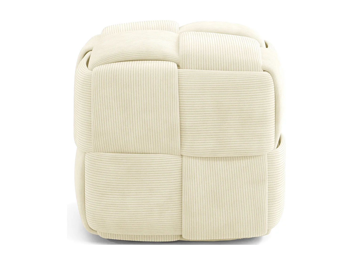 Pouf Carré Tapissé en Velours Côtelé - Design Moderne - Cube Taupe