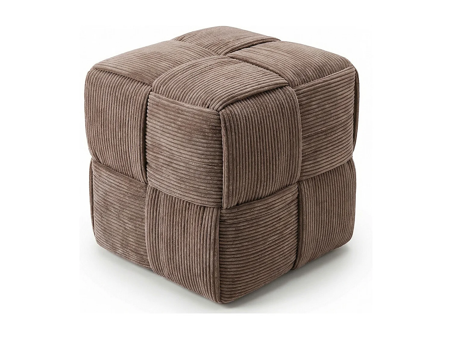 Pouf Quadrato Imbottito in Velluto a Coste - Design Moderno - Cube