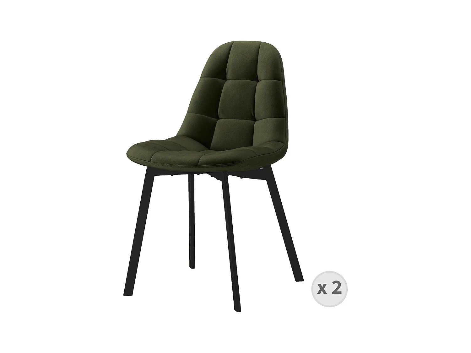 STELLIA-Chaise en velours Kaki (x2)
