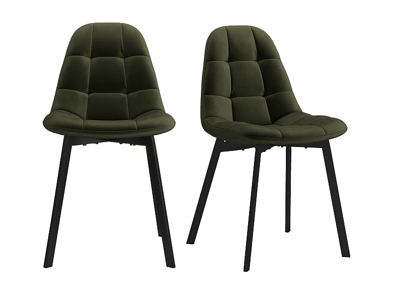 STELLIA-Silla de terciopelo verde y metal negro (x2)