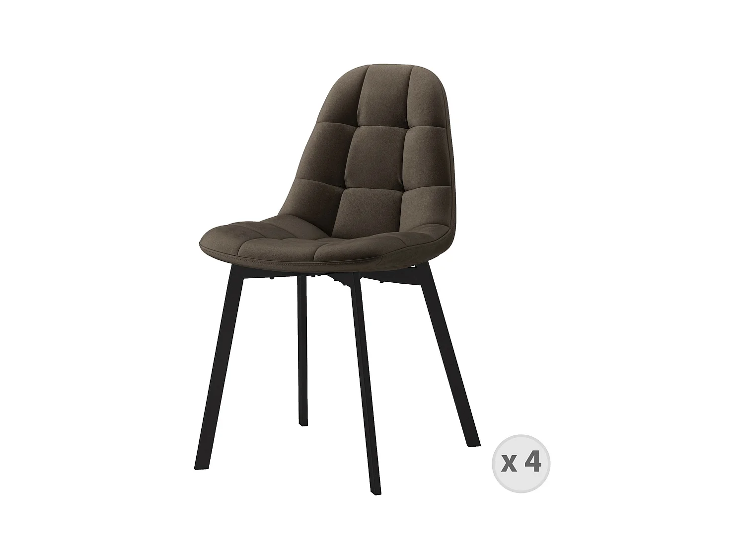 STELLIA-Chaise en Velours marron (x4)