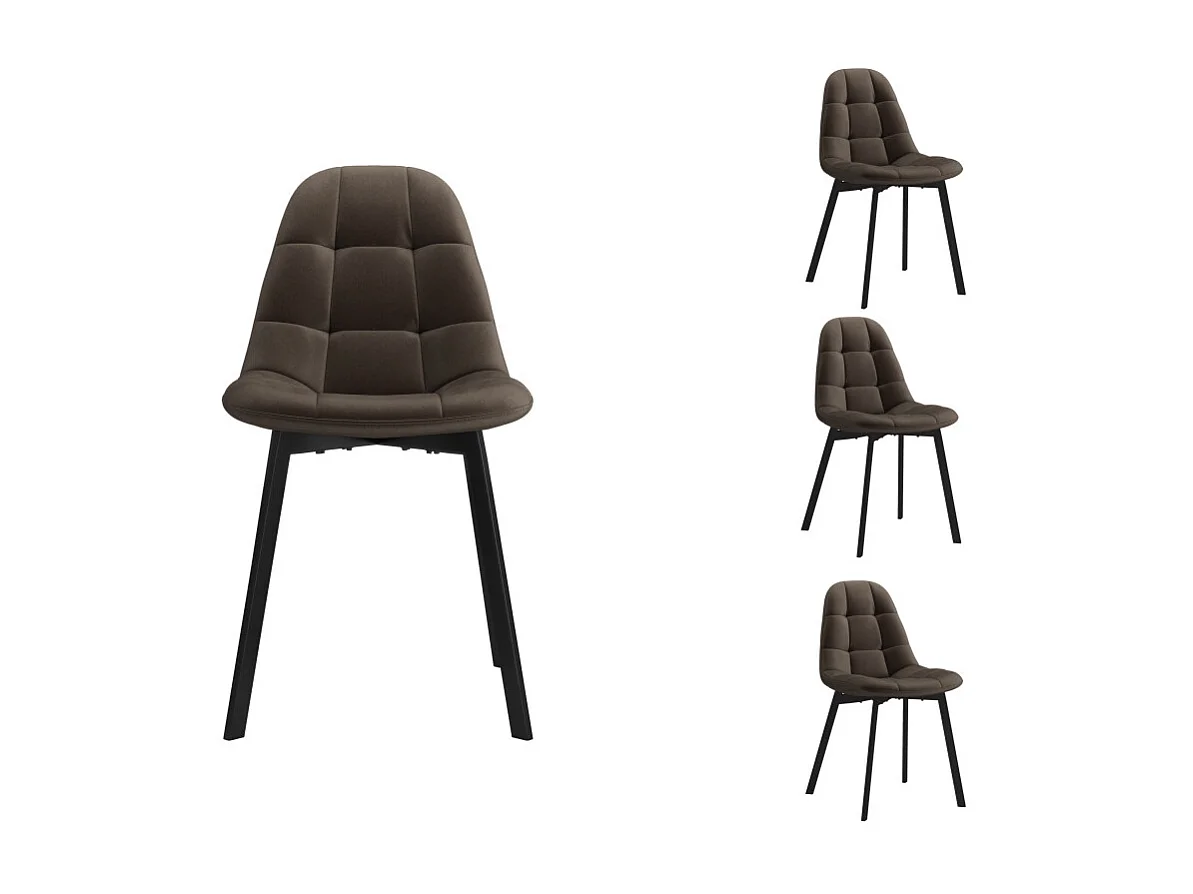 STELLIA-Sedia in velluto marron e metallo nero (x4)