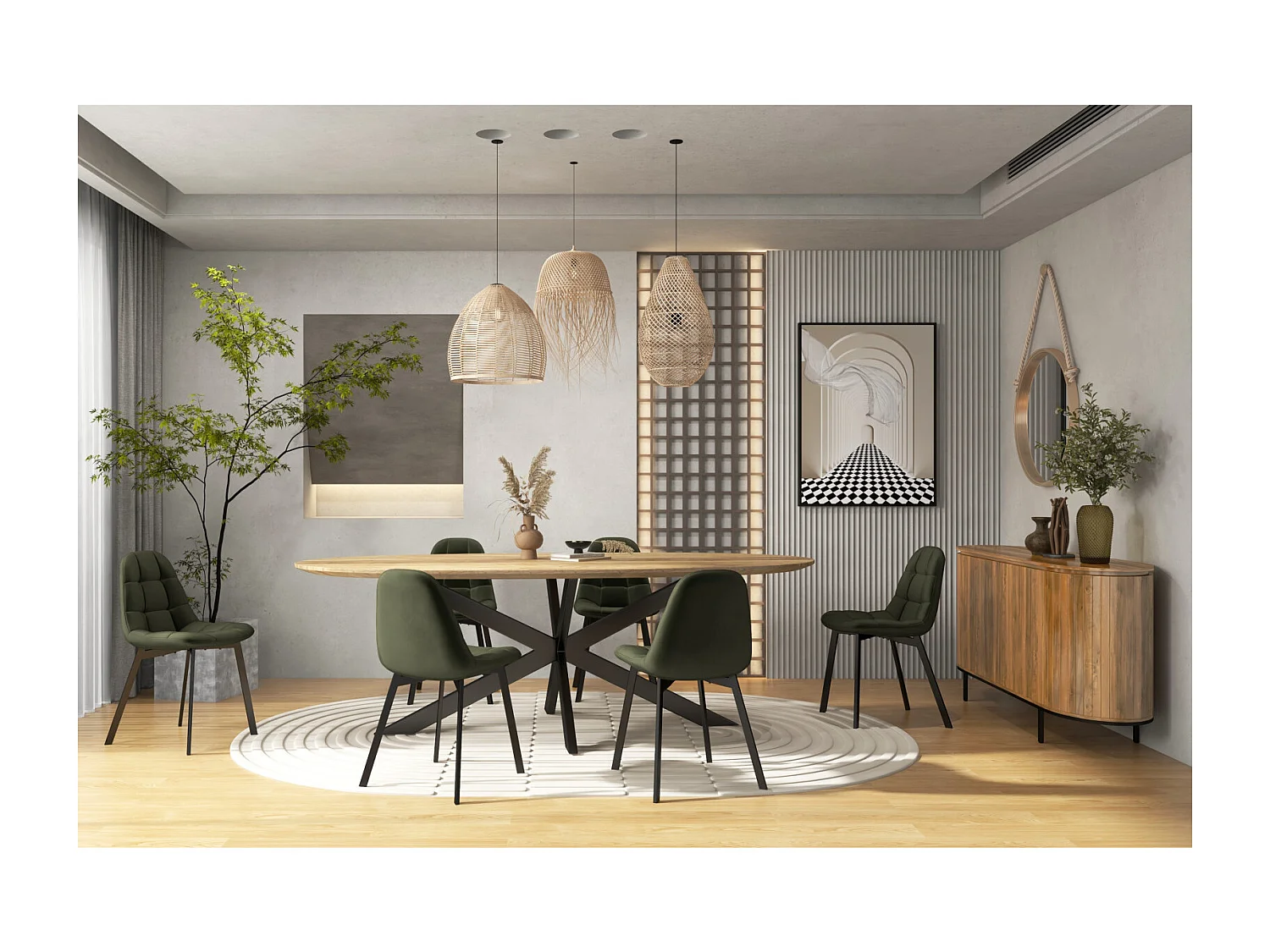 STELLIA-Sedia in velluto verde e metallo nero (x4)