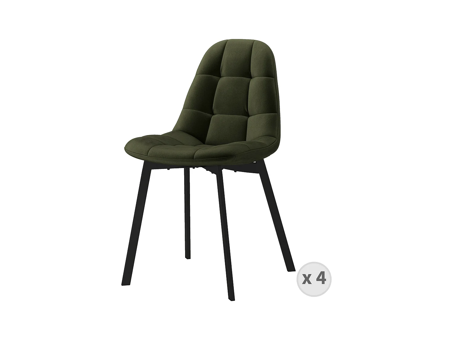 STELLIA-Chaise en velours Kaki (x4)