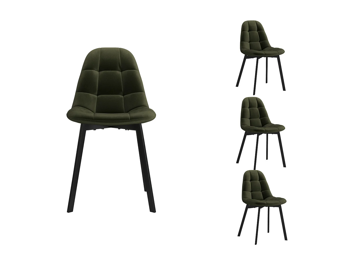 STELLIA-Chaise en velours Kaki (x4)