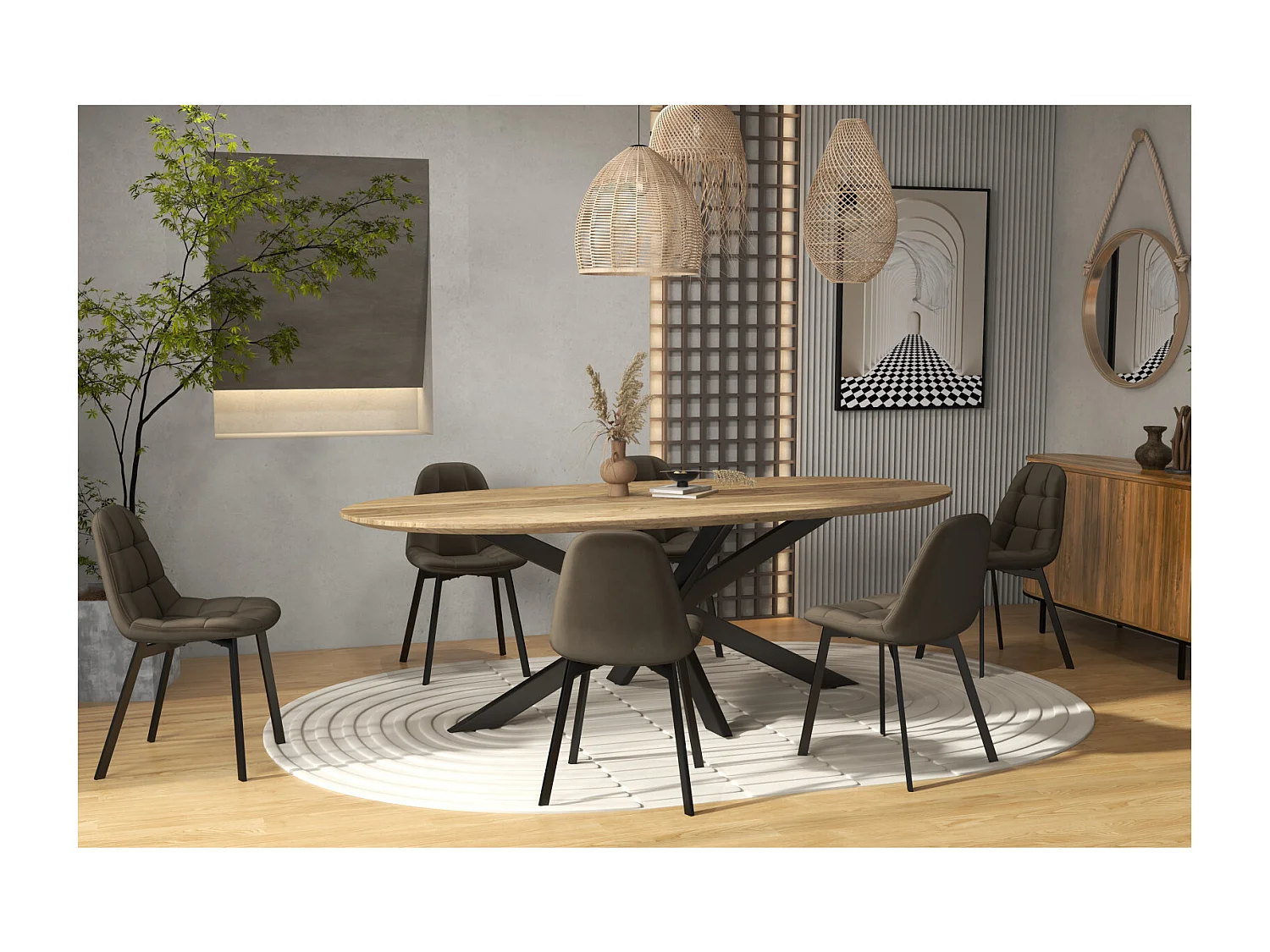 STELLIA-Sedia in velluto marron e metallo nero (x2)