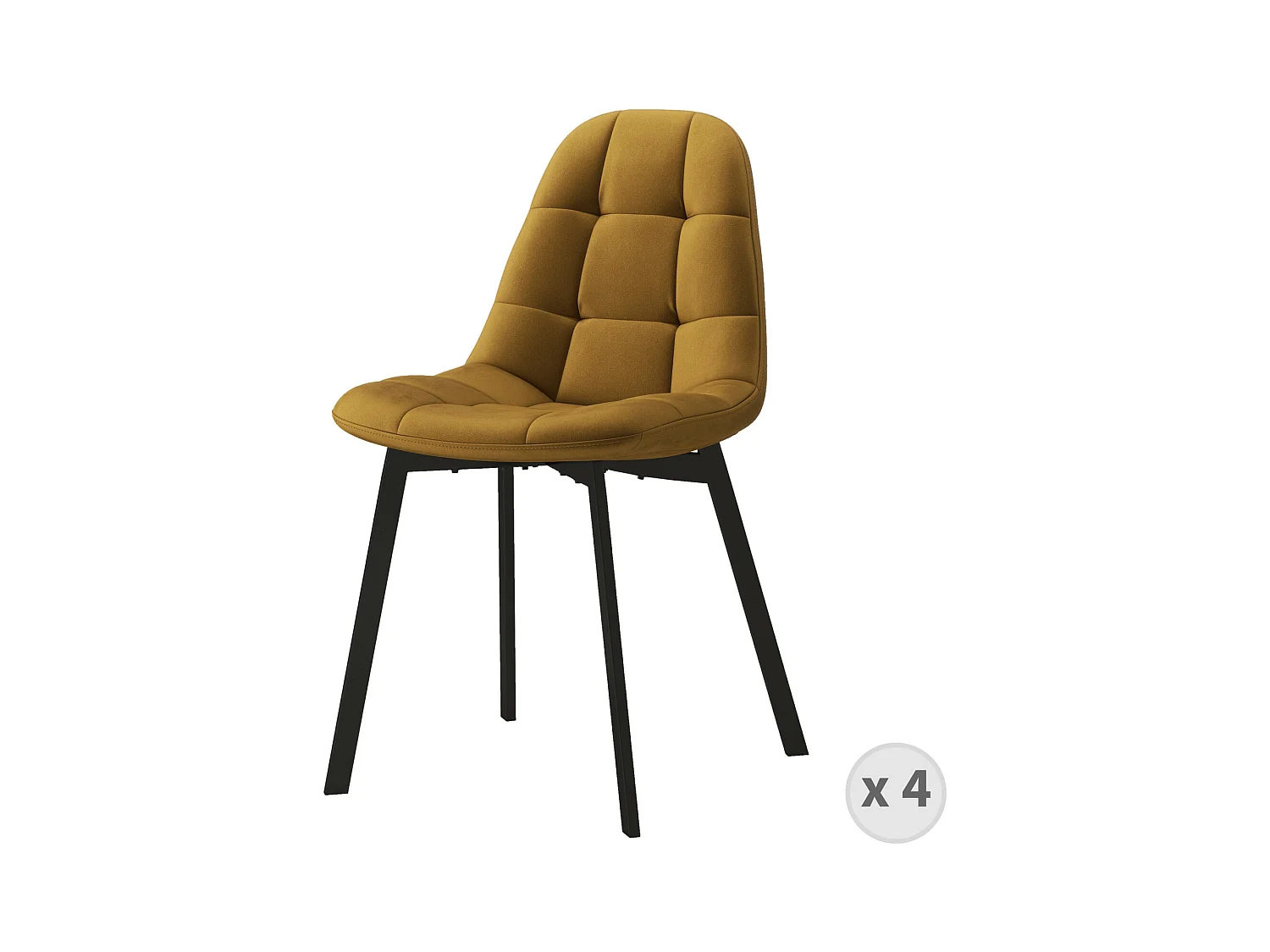 STELLIA-Silla de terciopelo mostaza y metal negro (x4)