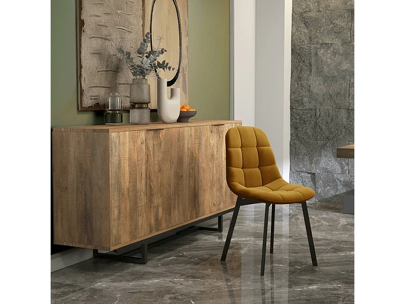 STELLIA-Sedia in velluto senape e metallo nero (x4)