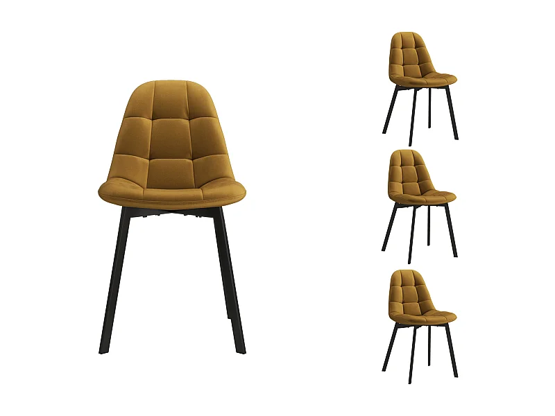 STELLIA-Silla de terciopelo mostaza y metal negro (x4)