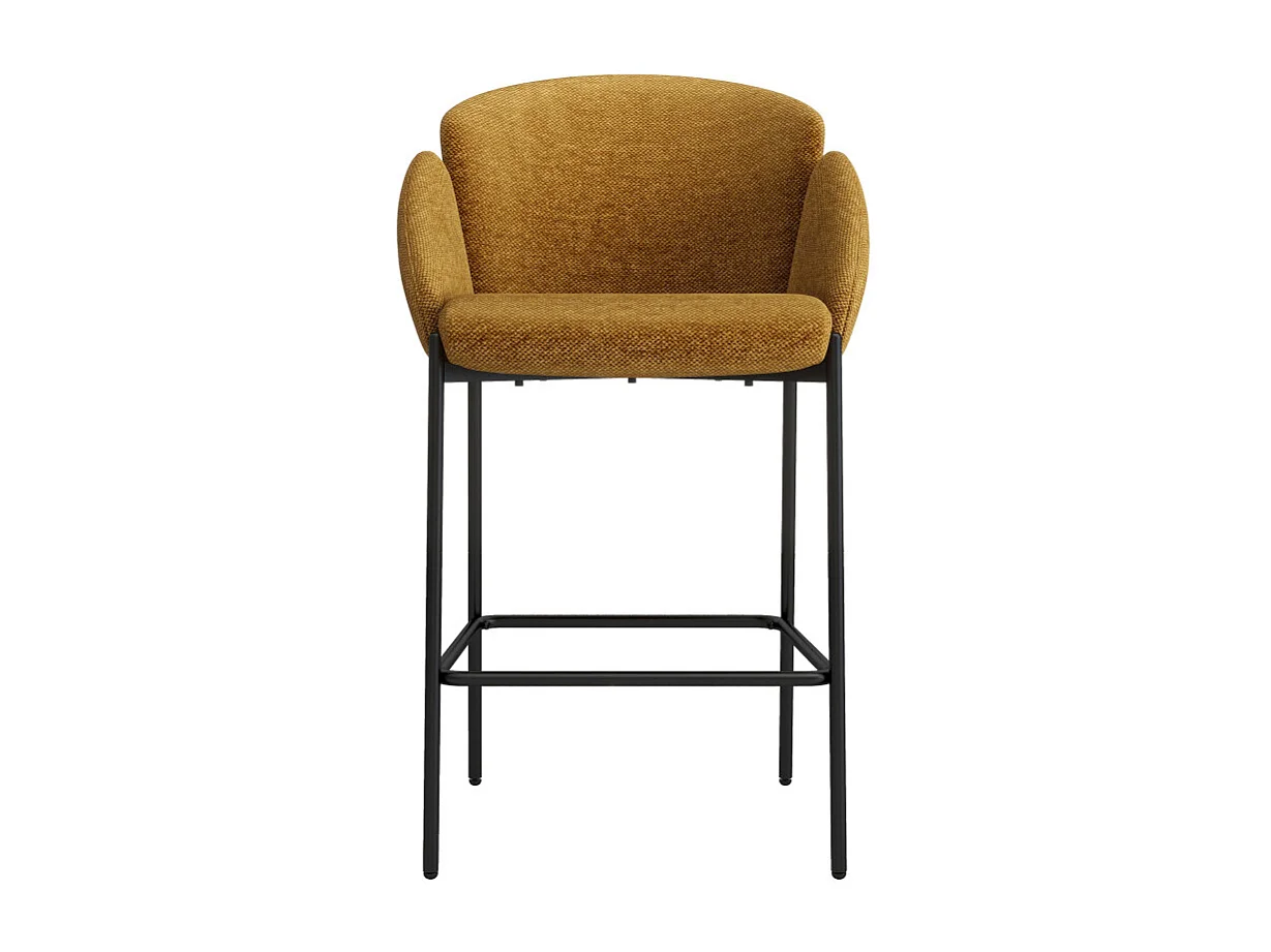 CANDICE-Sedia da bar in tessuto senape (x2)