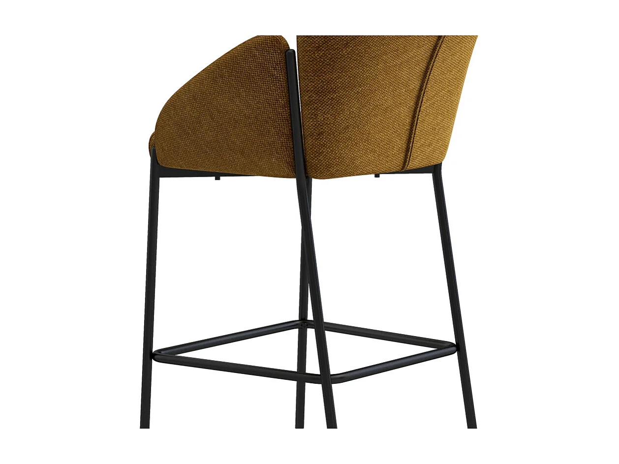 CANDICE-Sedia da bar in tessuto senape (x2)