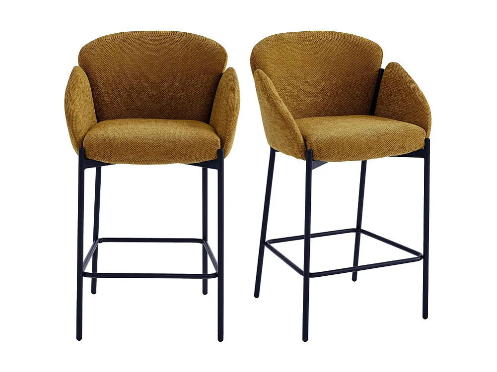 CANDICE-Fauteuil de bar en tissu Luxury Moutarde (x2)