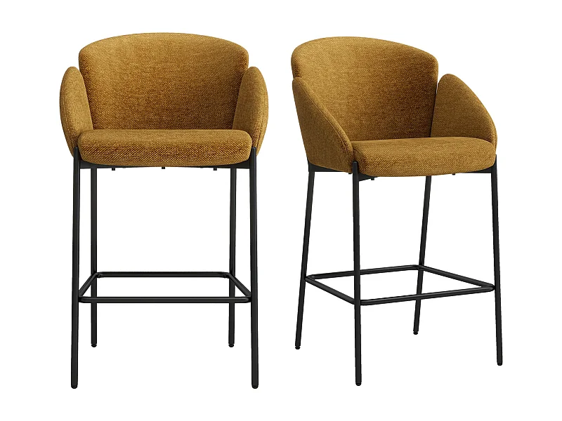 CANDICE-Silla de bar de tela mostaza  (x2)
