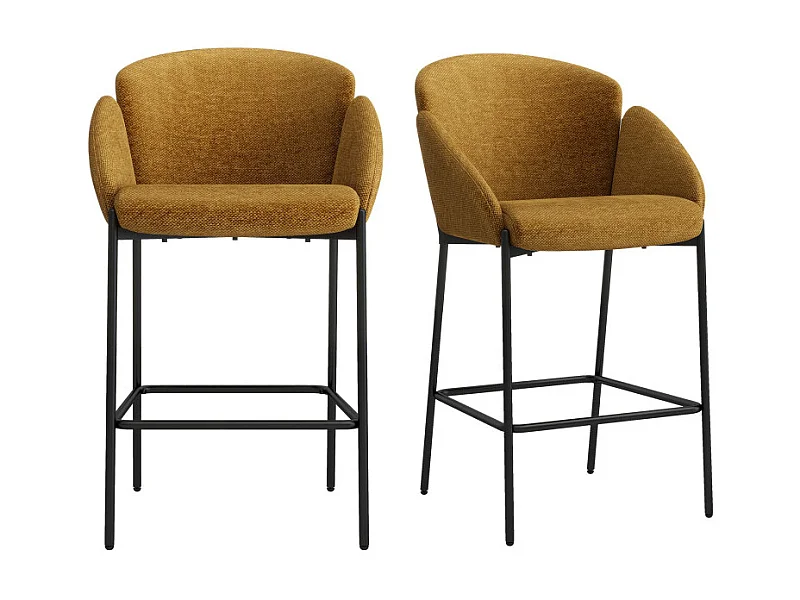 CANDICE-Fauteuil de bar en tissu Luxury Moutarde (x2)