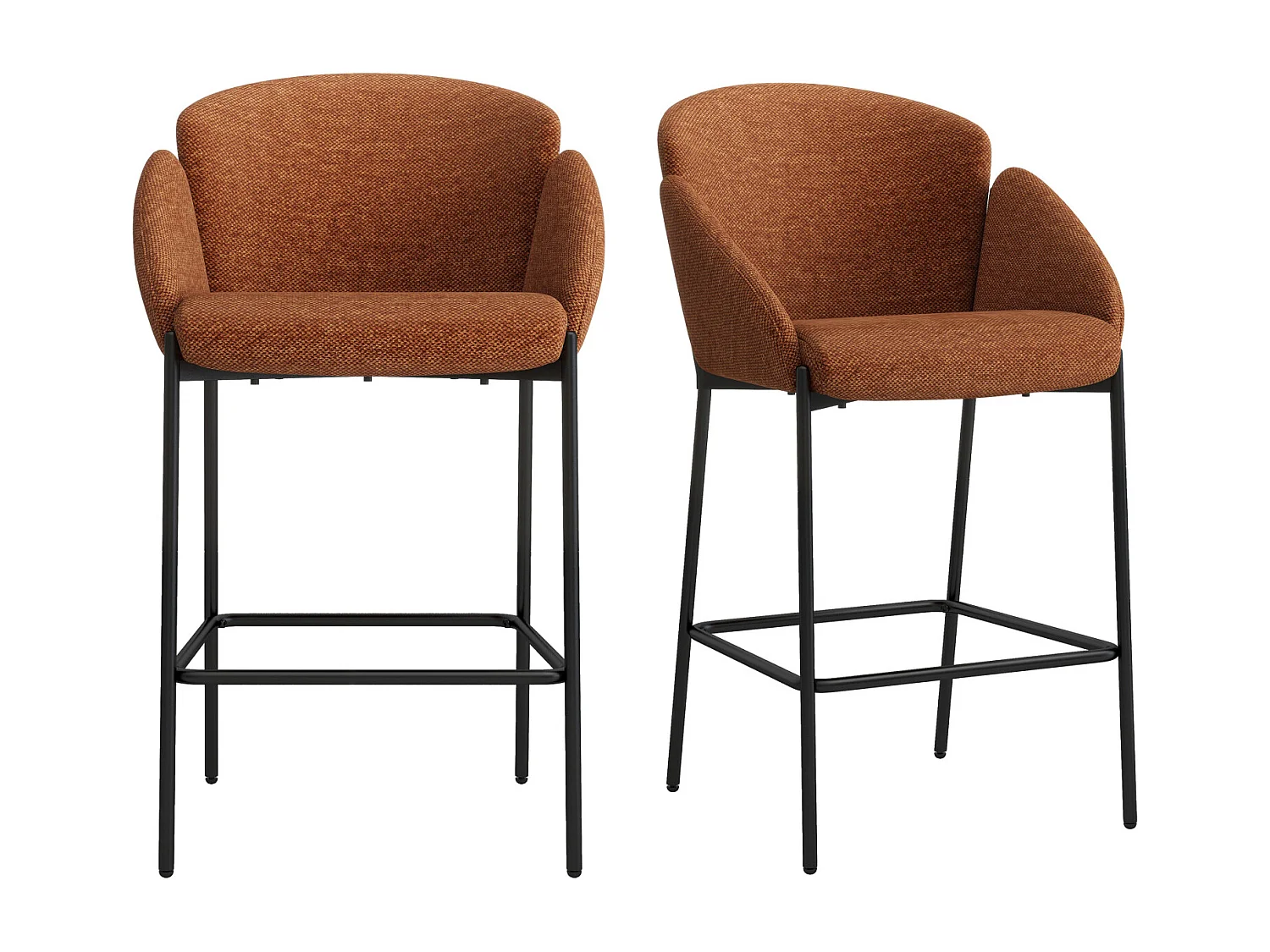 CANDICE-Sedia da bar in tessuto terracotta (x2)