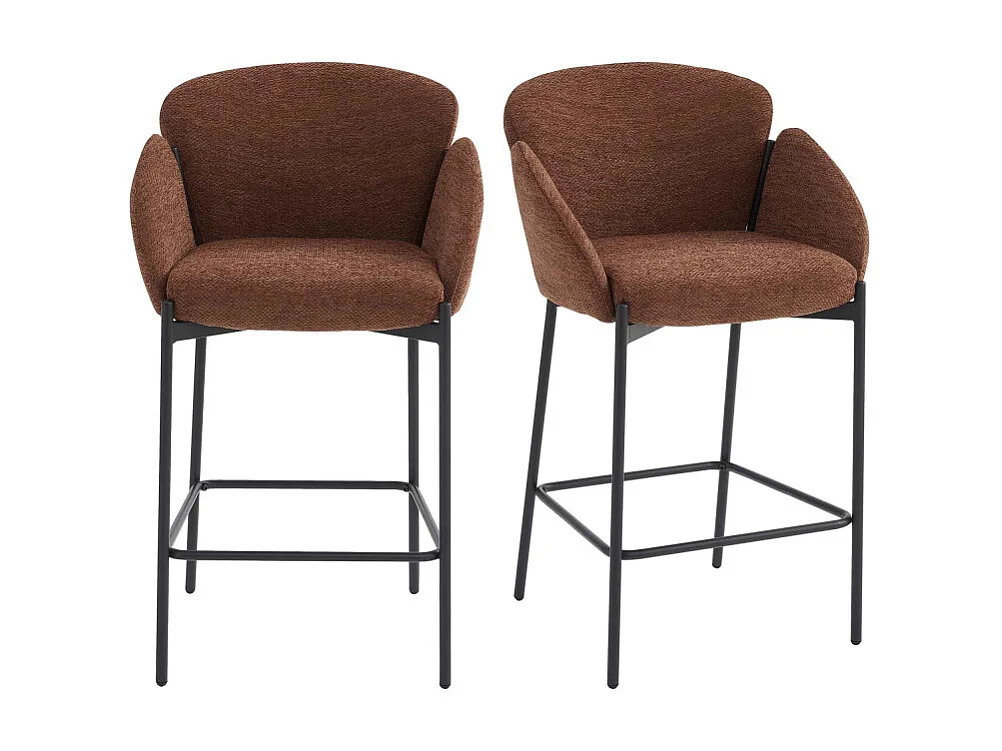 CANDICE-Silla de bar de tela terracota (x2)