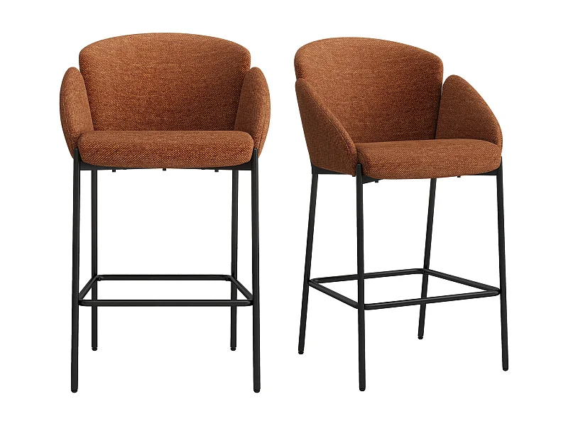 CANDICE-Fauteuil de bar en tissu Luxury Terracotta (x2)