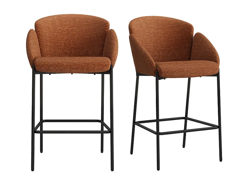 CANDICE-Sedia da bar in tessuto terracotta (x2)