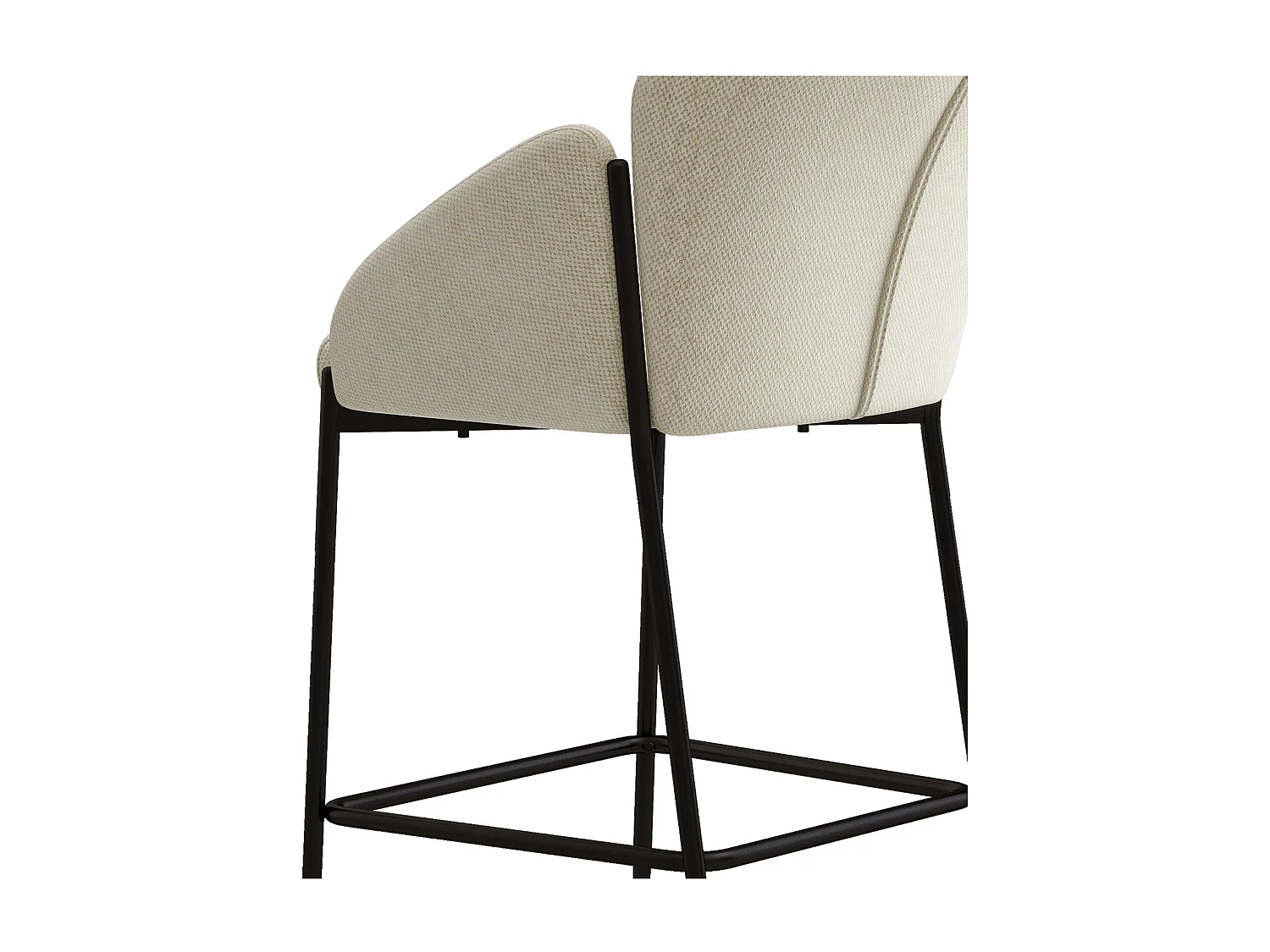 CANDICE-Sedia da bar in tessuto ecru (x2)