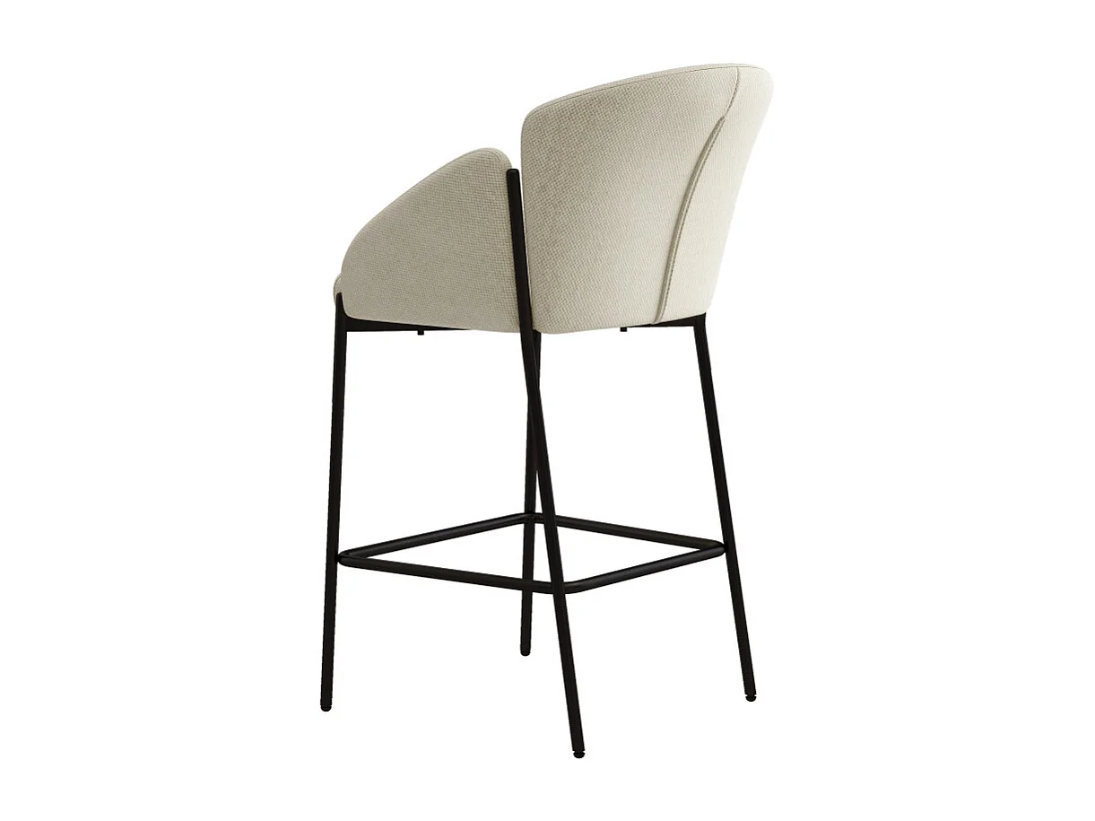 CANDICE-Fauteuil de bar en tissu Luxury Ecru (x2)