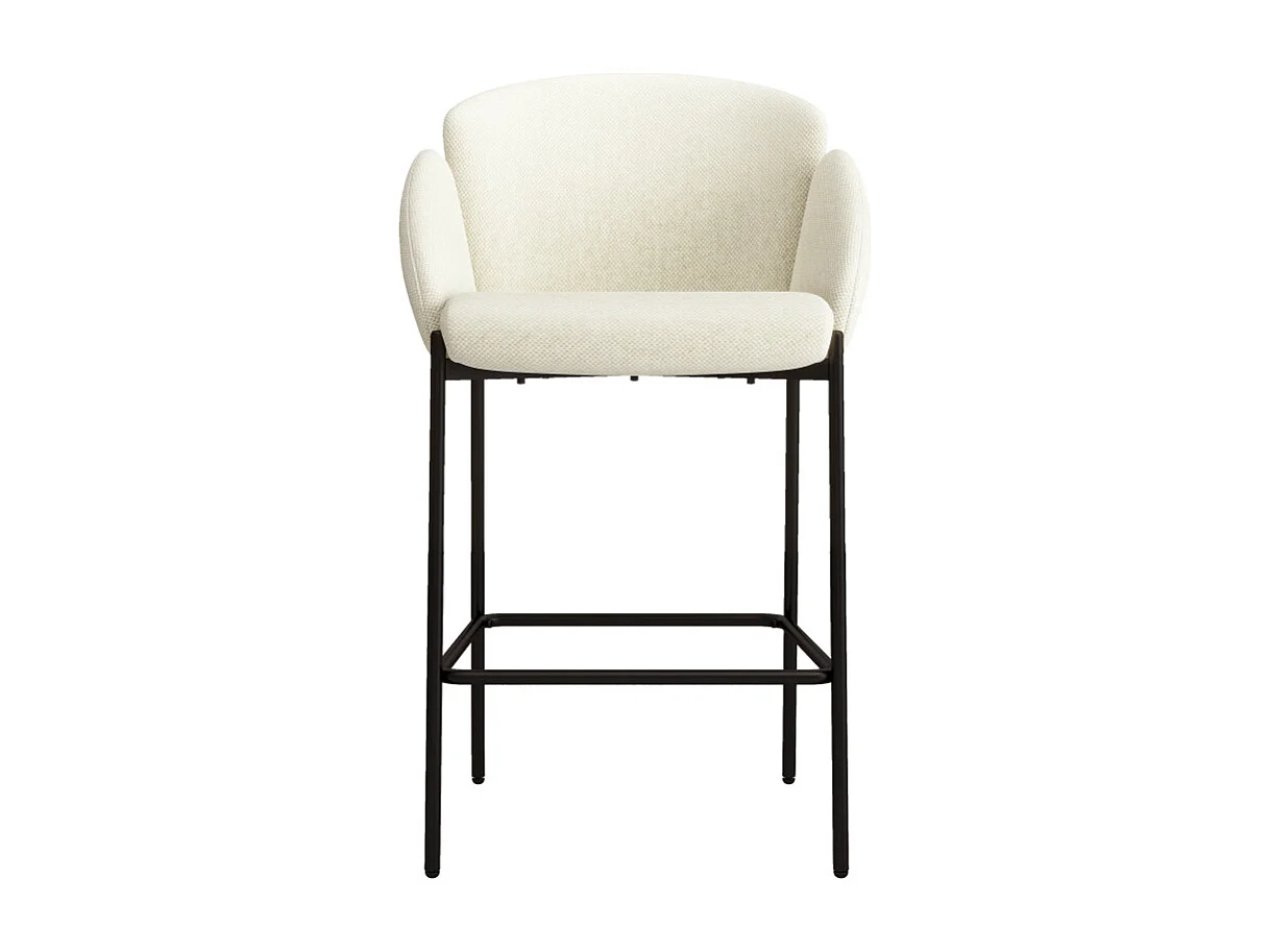 CANDICE-Fauteuil de bar en tissu Luxury Ecru (x2)