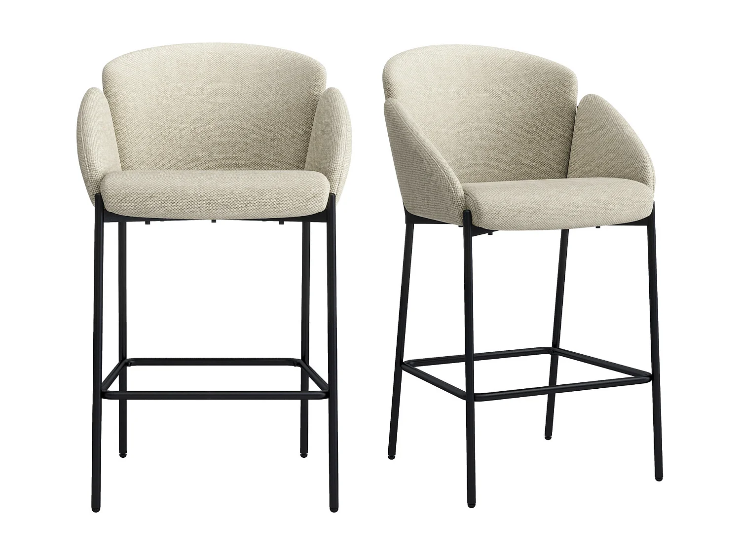 CANDICE-Silla de bar de tela beige (x2)