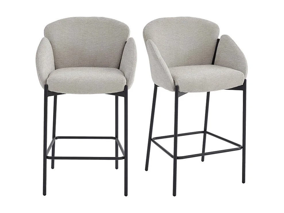 CANDICE-Silla de bar de tela beige (x2)