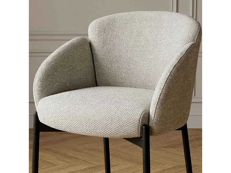 CANDICE-Silla de bar de tela beige (x2)