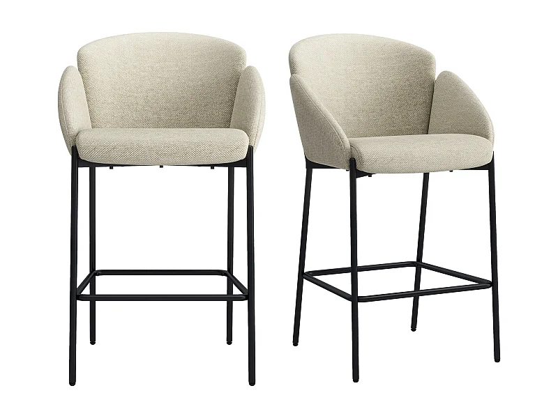 CANDICE-Fauteuil de bar en tissu Luxury Grège(x2)