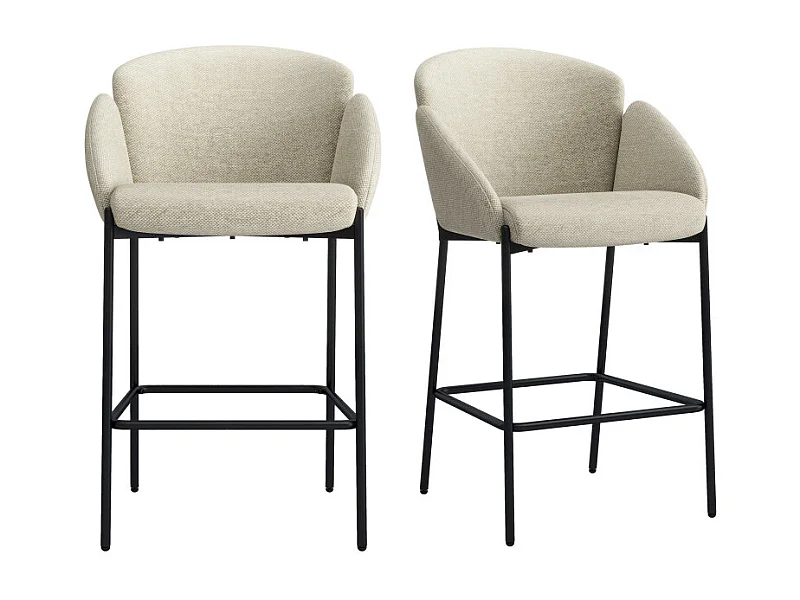 CANDICE-Fauteuil de bar en tissu Luxury Grège(x2)