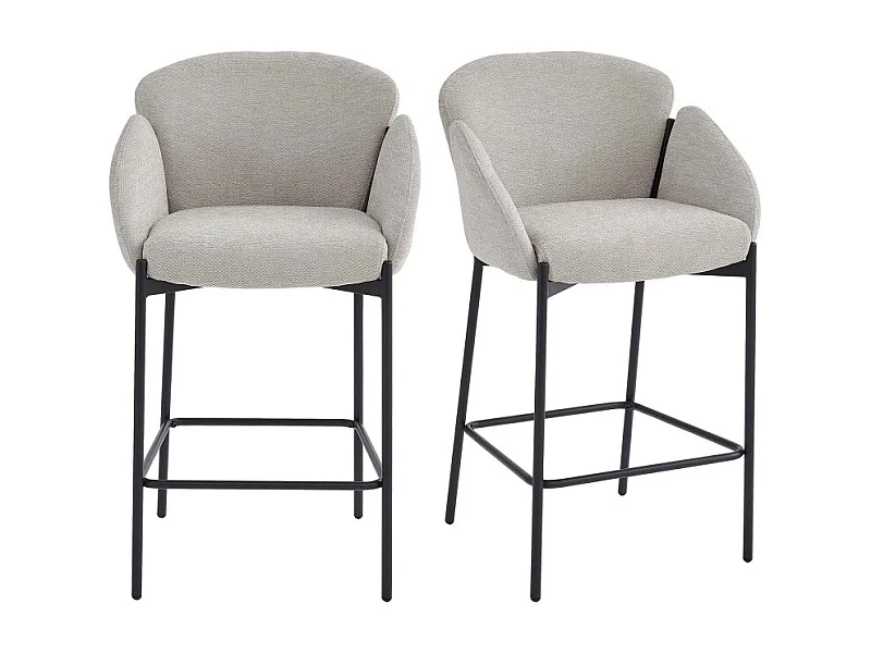CANDICE-Silla de bar de tela beige (x2)