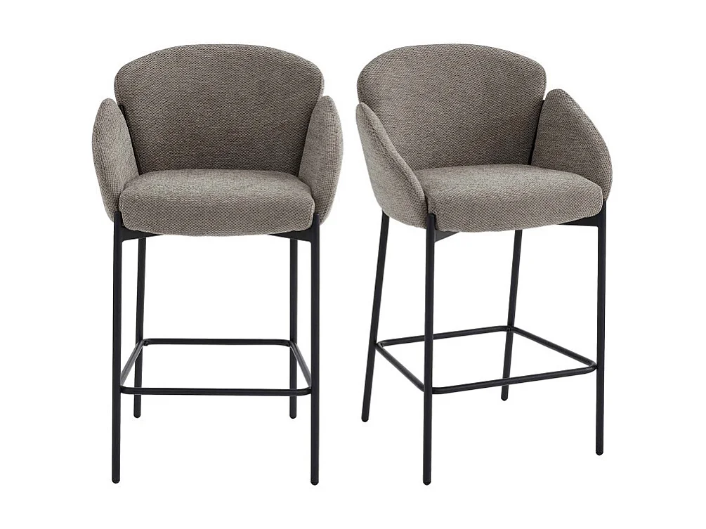 CANDICE-Silla de bar de tela marrone (x2)