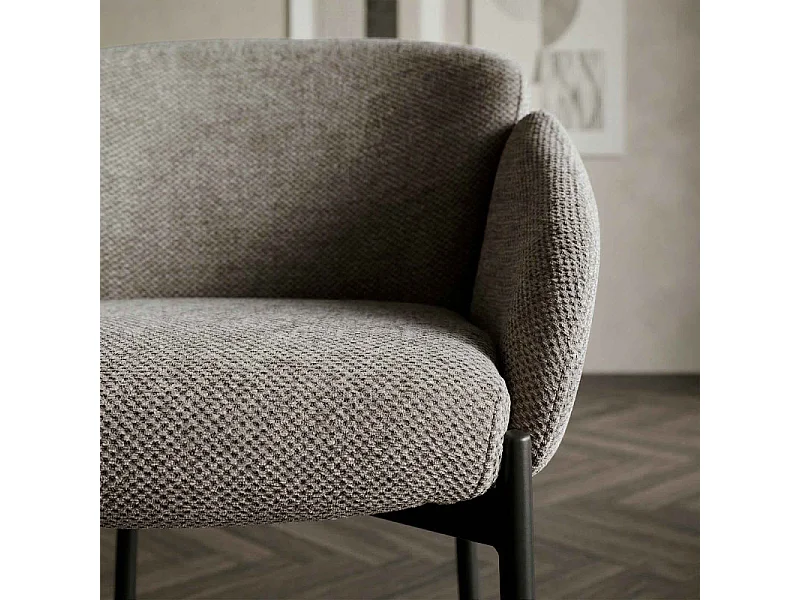 CANDICE-Silla de bar de tela marrone (x2)