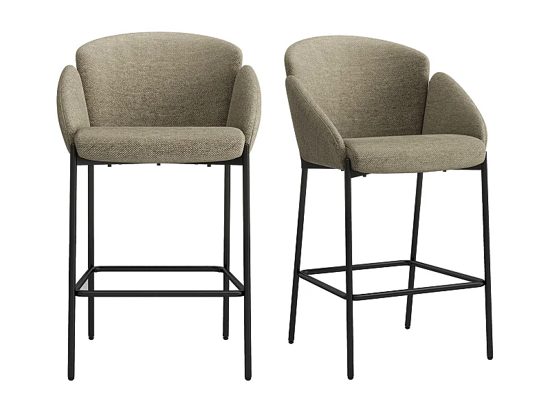 CANDICE-Fauteuil de bar en tissu Luxury Taupe (x2)