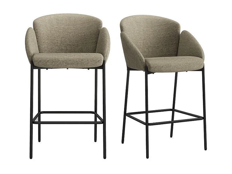 CANDICE-Fauteuil de bar en tissu Luxury Taupe (x2)