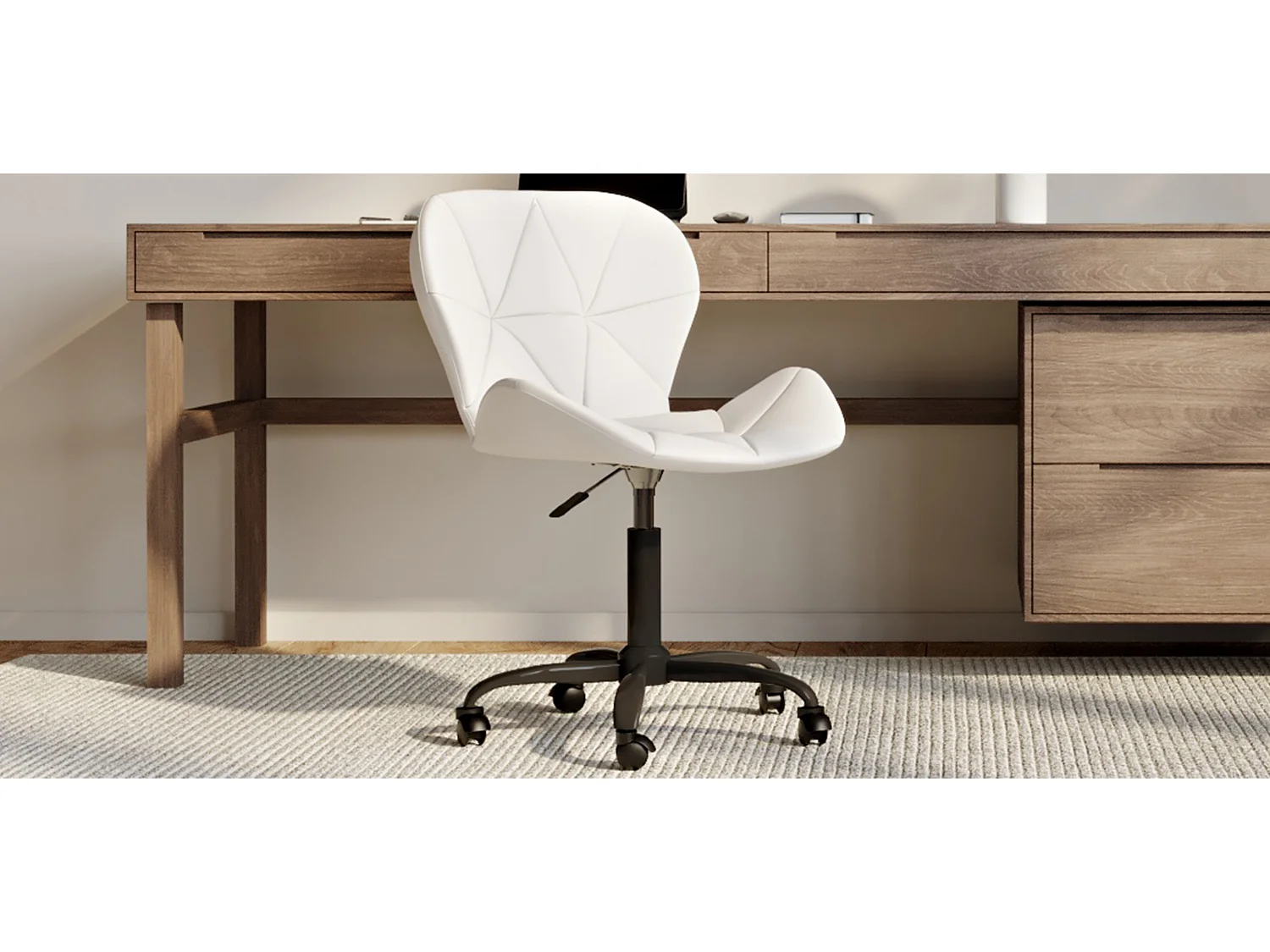 Chaise de bureau avec roulettes - Chaise pivotante de bureau - Revêtement en similicuir - Structure noire Wito Rose