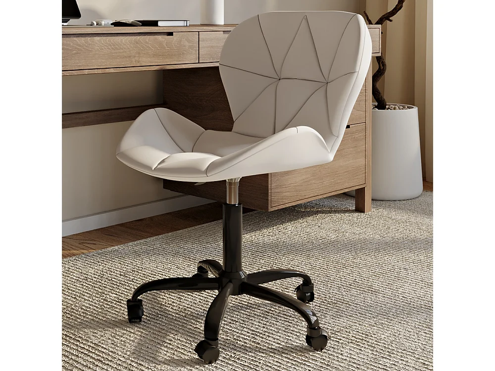 Chaise de bureau avec roulettes - Chaise pivotante de bureau - Revêtement en similicuir - Structure noire Wito Rose