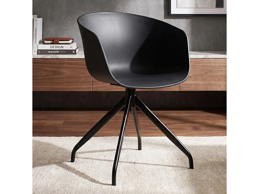 Silla de Oficina con Reposabrazos - Silla de Escritorio de Diseño Negro - Joan