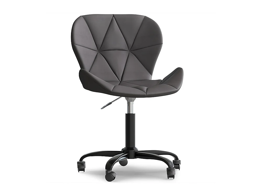 Chaise de bureau avec roulettes - Chaise pivotante de bureau - Revêtement en similicuir - Structure noire Wito Gris
