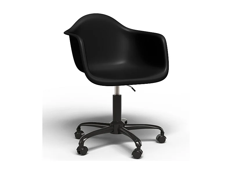 Sedia da ufficio con braccioli - Sedia da scrivania con ruote - Struttura nera Weston