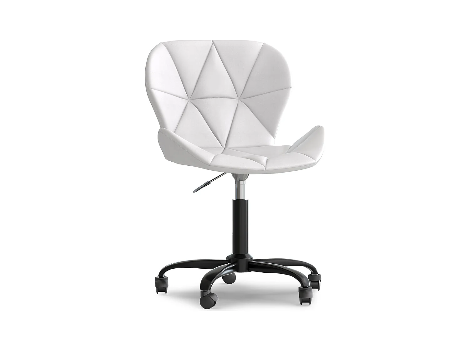 Chaise de bureau avec roulettes - Chaise pivotante de bureau - Revêtement en similicuir - Structure noire Wito Blanc
