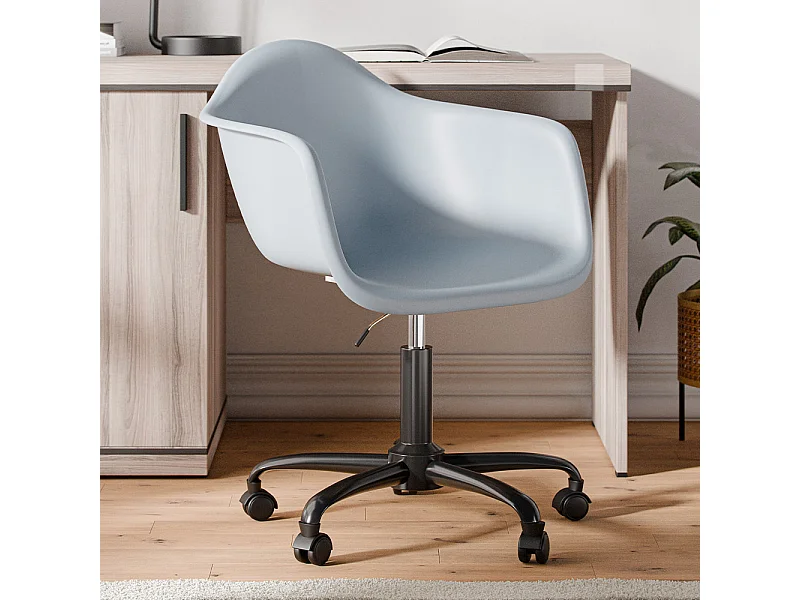 Sedia da ufficio con braccioli - Sedia da scrivania con ruote - Struttura nera Weston